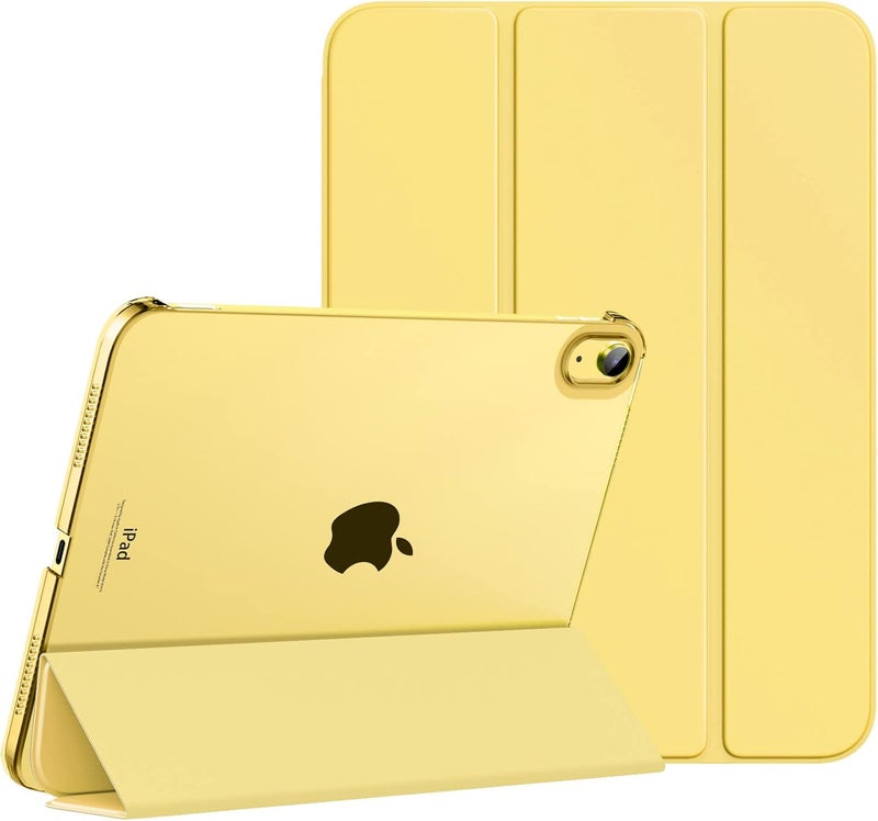 MoKo حافظة لجهاز iPad (A16) الجيل الحادي عشر 11 بوصة 2025، حافظة لجهاز iPad الجيل العاشر 10.9 بوصة 2022، غلاف ذكي رقيق من البلاستيك الصلب مع ظهر شفاف، يدعم Touch ID، استيقاظ/نوم تلقائي، أصفر فاتح - Image 1